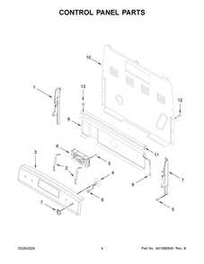Control Panel Parts Diagram and Parts List for WFE505W0JS4  Whirlpool Range