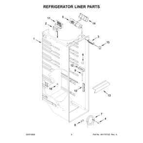 Refrigerator Liner Parts Diagram and Parts List for KRSC336RPS00  KitchenAid Refrigerator