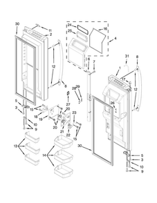 Refrigerator Door Parts Diagram and Parts List for WRF736SDAW13  Whirlpool Refrigerator