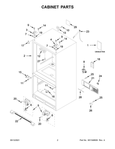Cabinet Parts Diagram and Parts List for WRF535SMHZ07  Whirlpool Refrigerator