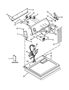 Top And Console Parts Diagram and Parts List for 7MWGD1705YM5  Whirlpool Dryer