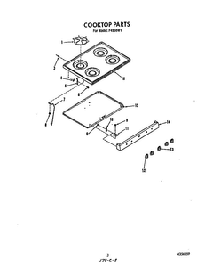 Cooktop Diagram and Parts List for F4558*1  Roper Range