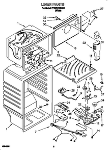 Liner Diagram and Parts List for ET23PKXGW00  Whirlpool Refrigerator