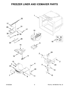 Freezer Liner And Icemaker Parts Diagram and Parts List for KRFF302ESS07  KitchenAid Refrigerator