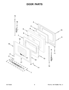 Door Parts Diagram and Parts List for WFE525S0JS4  Whirlpool Range