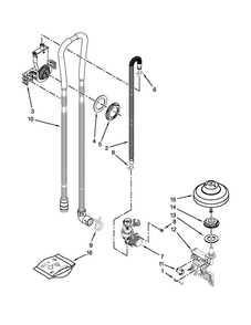 Fill, Drain And Overfill Parts Diagram and Parts List for 7WDT950SAYM3  Whirlpool Dishwasher