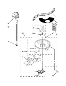 Pump, Washarm And Motor Parts Diagram and Parts List for KUDE60HXSS6  KitchenAid Dishwasher