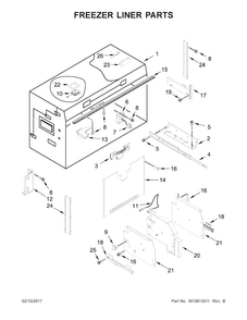 Freezer Liner Parts Diagram and Parts List for KBFN502EPA01  KitchenAid Refrigerator