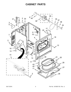 Cabinet Parts Diagram and Parts List for WGD4916FW1  Whirlpool Dryer
