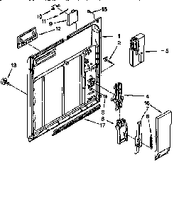 Inner Door Diagram and Parts List for DU180DWGQ0  Whirlpool Dishwasher