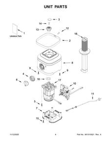 Unit Parts Diagram and Parts List for KSB4031CU0  Whirlpool Blender