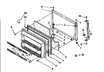 Freezer Door Diagram and Parts List for ET22DQLB00  Whirlpool Refrigerator
