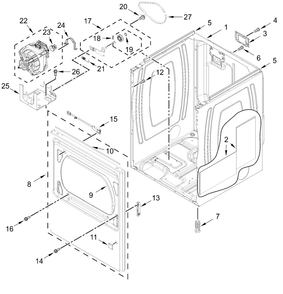 Cabinet Parts Diagram and Parts List for WED5100HC4,WED5100HW4  Whirlpool Dryer