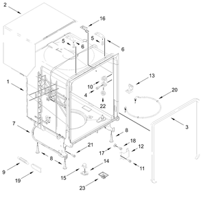 Tub And Frame Parts Diagram and Parts List for ADFS2524RZ0  Whirlpool Dishwasher
