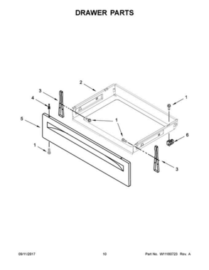 06 - Drawer Parts Diagram and Parts List for WFE550S0HB0  Whirlpool Range