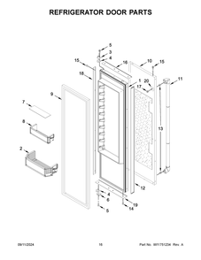 09 - Refrigerator Door Parts Diagram and Parts List for JBSS48E22L01  Whirlpool Refrigerator