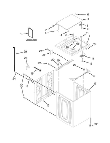 Top And Cabinet Parts Diagram and Parts List for 11021392013  Kenmore Washer