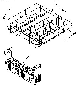 Lower Rack Parts Diagram and Parts List for KUDT23HY3  KitchenAid Dishwasher