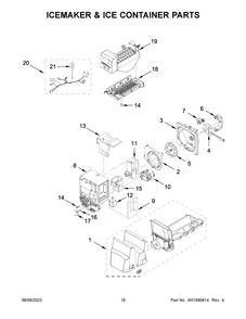 Icemaker And Ice Container Parts Diagram and Parts List for WRX735SDHW07  Whirlpool Refrigerator