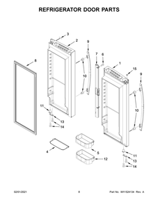 Refrigerator Door Parts Diagram and Parts List for JFC2290REM03  Whirlpool Refrigerator