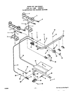 Burner Diagram and Parts List for 1445*1A  Roper Range