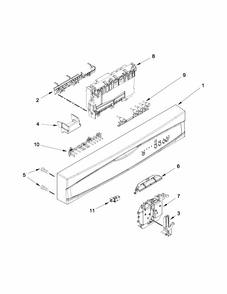 Control Panel And Latch Parts Diagram and Parts List for 66513073K214  Kenmore Dishwasher
