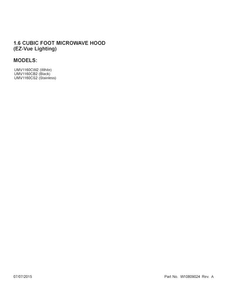 Cover Sheet Diagram and Parts List for UMV1160CB2  Whirlpool Microwave
