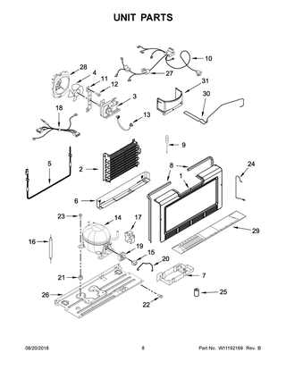 Unit Parts Diagram and Parts List for GAFZ30FDGB00  Whirlpool Cabinet