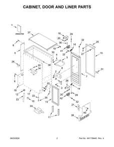 02 - Cabinet, Door And Liner Parts Diagram and Parts List for KUIX535HBS02  Whirlpool Ice Maker