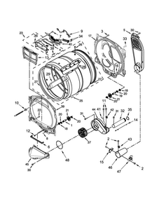 Bulkhead Parts Diagram and Parts List for WGD8000DW3  Whirlpool Dryer