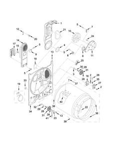 Bulkhead Parts Diagram and Parts List for 1CWED4900DW0  Whirlpool Dryer