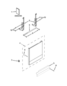 Door And Panel Parts Diagram and Parts List for WDP350PAAB6  Whirlpool Dishwasher