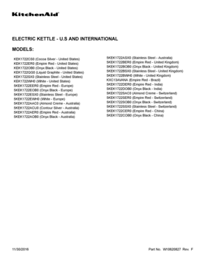 01 - COVER SHEET Diagram and Parts List for 5KEK1722ACU0  Whirlpool Kettle