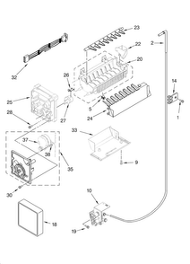 Icemaker Parts, Optional Parts Diagram and Parts List for KSCS25INMS00  KitchenAid Refrigerator