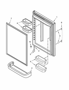 Refrigerator Door Parts Diagram and Parts List for IX3HHEXDSM00  Whirlpool Refrigerator