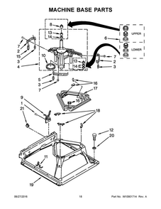 Machine Base Parts Diagram and Parts List for 7MWET3300EQ1  Whirlpool Washer Dryer Combo