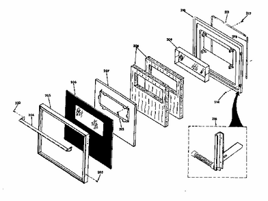 Lower Oven Door Diagram and Parts List for 8504277293  Kenmore Range