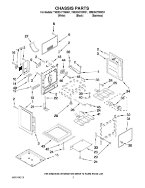 03 - CHASSIS PARTS Diagram and Parts List for YMERH770WB1  Whirlpool Range