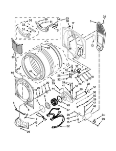 Bulkhead Parts Diagram and Parts List for 7MWGD81HEDW0  Whirlpool Dryer
