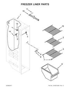 Freezer Liner Parts Diagram and Parts List for WRS325FDAT04  Whirlpool Refrigerator