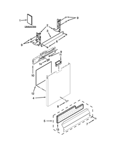 Door Panel Parts Diagram and Parts List for WDF780SLYB3  Whirlpool Dishwasher