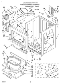 Cabinet Diagram and Parts List for OEM3-GEQ8858JQ1  Whirlpool Dryer