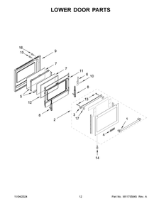 07 - Lower Door Parts Diagram and Parts List for MGT8800FZ11  Whirlpool Range