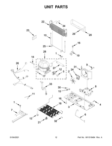 Unit Parts Diagram and Parts List for WRF532SNHW02  Whirlpool Refrigerator