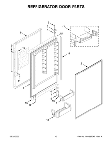 Refrigerator Door Parts Diagram and Parts List for KBBL306ESS05  KitchenAid Refrigerator