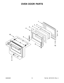 Oven Door Parts Diagram and Parts List for JDRP430HL01  Whirlpool Range