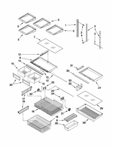 Shelf Parts Diagram and Parts List for 59669989011  Kenmore Refrigerator