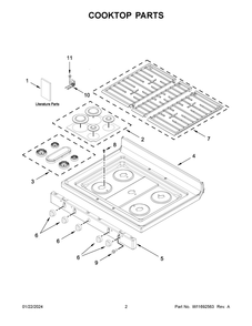 Cooktop Parts Diagram and Parts List for WFG525S0JZ6  Whirlpool Range