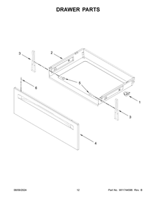 07 - Drawer Parts Diagram and Parts List for WFGS7530RB0  Whirlpool Range