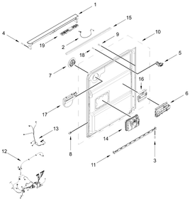 Control Panel And Inner Door Parts Diagram and Parts List for WDT751SAPZ2  Whirlpool Dishwasher